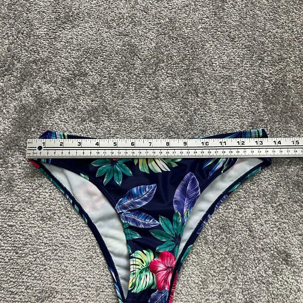 Shein Bikini Bottom Womens Small Multicolor Floral Mid Rise Summer Beach Pool